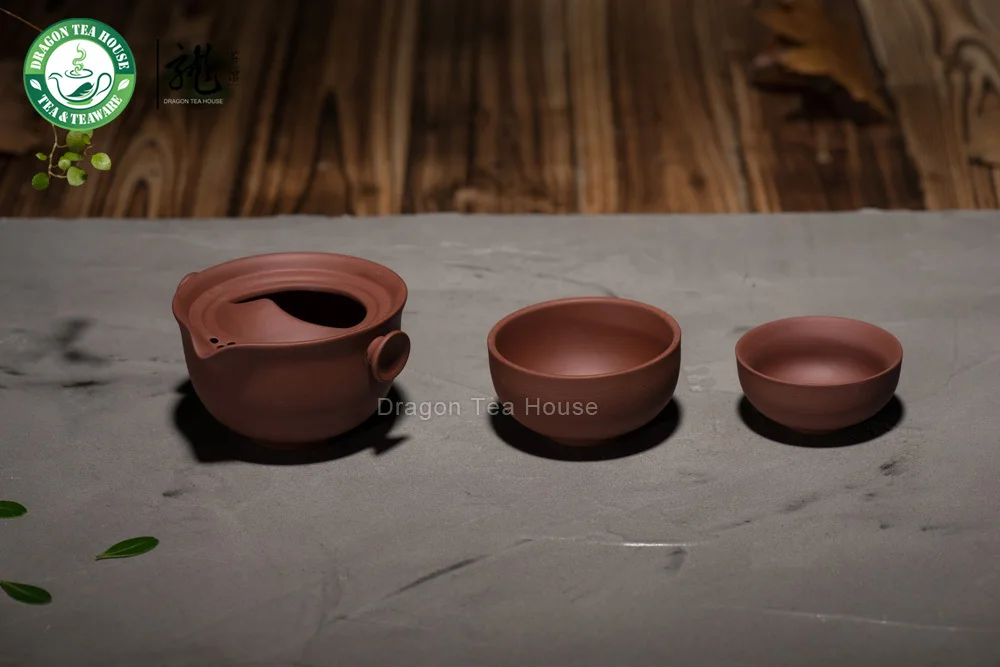 Yixing глина красный кунг чашки Fu & чайник Набор для путешествий 3 шт.|yixing clay|red clayteapot