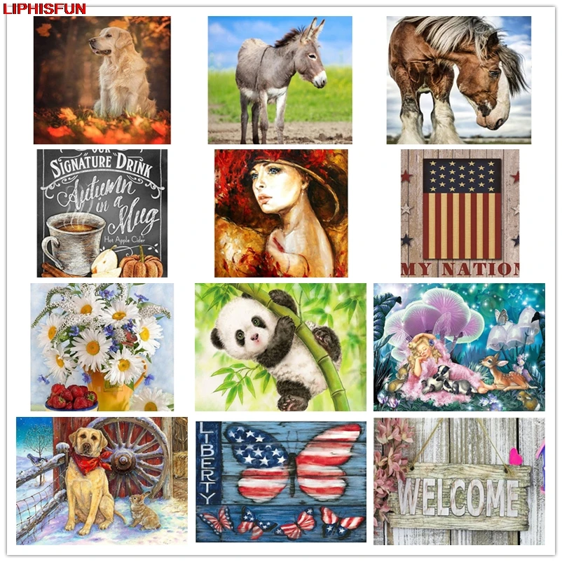 

Home Decor 5D Full Drill Diy Diamond Painting Cross Stitch Resin Square/round Diamond Embroidery Decoration artistic panda horse