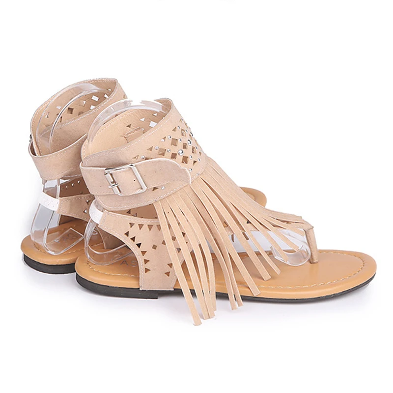 Популярные летние замшевые женские сандалии с кисточками Женская обувь на