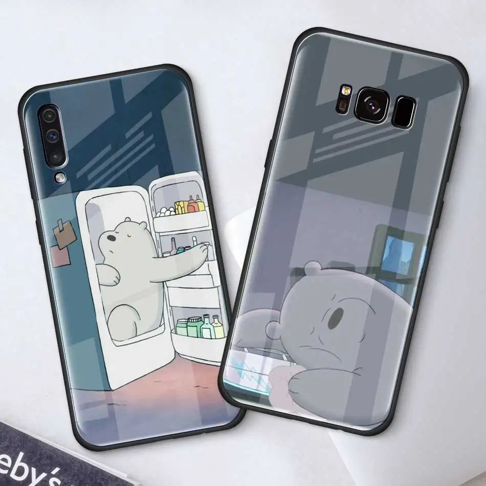 Милый чехол из закаленного стекла для samsung Galaxy S10 S10e S9 S8 S10 Plus Note 9 A50 A30