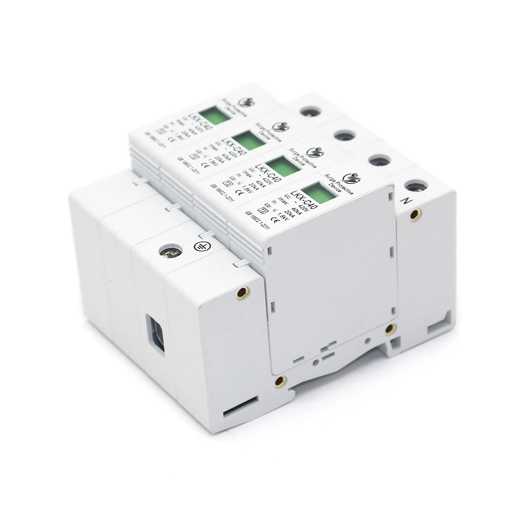 Горячая продажа C40 4P 20KA ~ 40KA 420V AC SPD дом Защита от перенапряжения защитное
