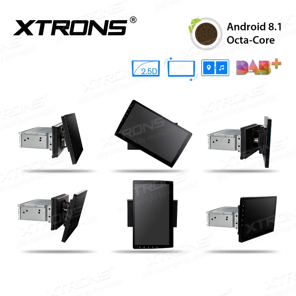 XTRONS Универсальный 10 1 &quotAndroid 8 радио 32 Гб вращающаяся Лицевая панель 2.5D изогнутый
