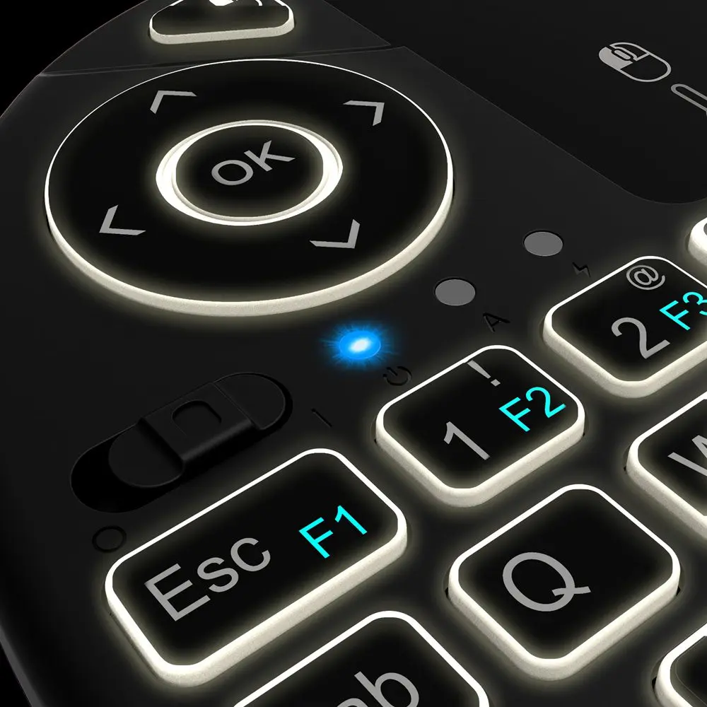 Rii X8+ 2,4 ГГц мини беспроводная клавиатура с сенсорной панелью голосовой поиск сменный цветной светодиодный с подсветкой, перезаряжаемый литий-ионный аккумулятор для телевизора