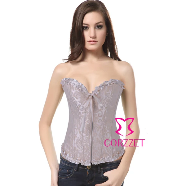 Высокая мода женское украшенное оборками баскское атласное с косточками на