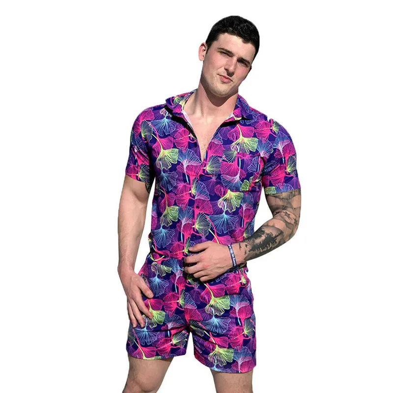 Гавайский тигровый и фламинго 3D комбинезон мужской гарем карго лето