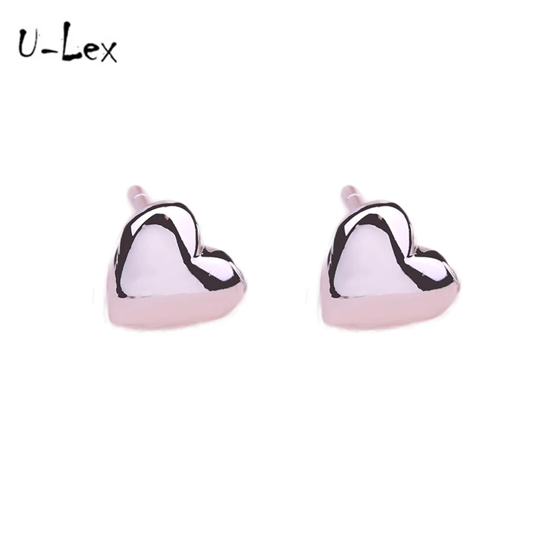 ULEX 100% 925 пробы серебряные серьги-гвоздики в форме сердца для женщин милые