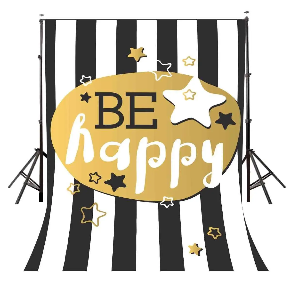 5x7ft Be Happy задний фон черно белые вертикальные полосы фотостудия