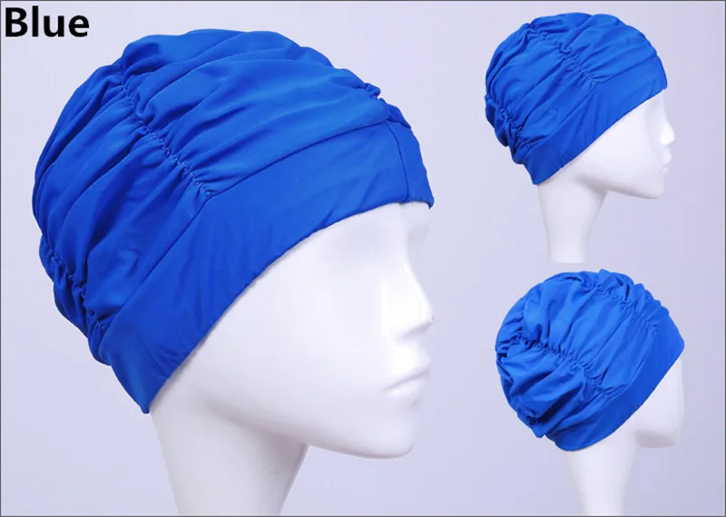 Женские Профессиональные длинные волосы защита ушей плавать ming cap s, спортивный плавательный бассейн спа пляжная шляпа, подростковые девушки высокие эластичные плиссированные плавающие кепки