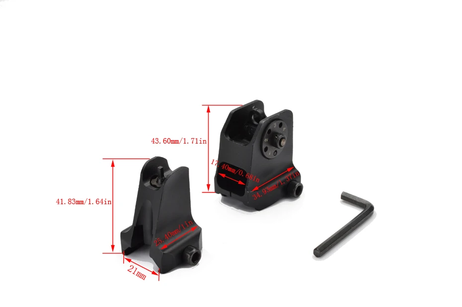 Tactical Fixed Front Rear Sight Streamline Design Standard AR15 Apertures Iron Sights BK Hunting accessories