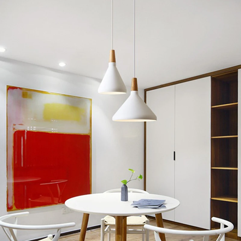 Розовое золото скандинавский деревянный подвесной светильник креативная