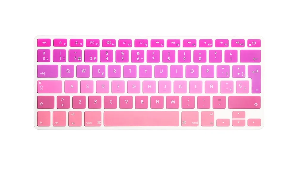 RYGOU ЕС Великобритания испанские буквы клавиатура чехол для Macbook Air Pro retina 13 15 ноутбук защитная пленка наклейки для Mac book 13" - Цвет: Бежевый