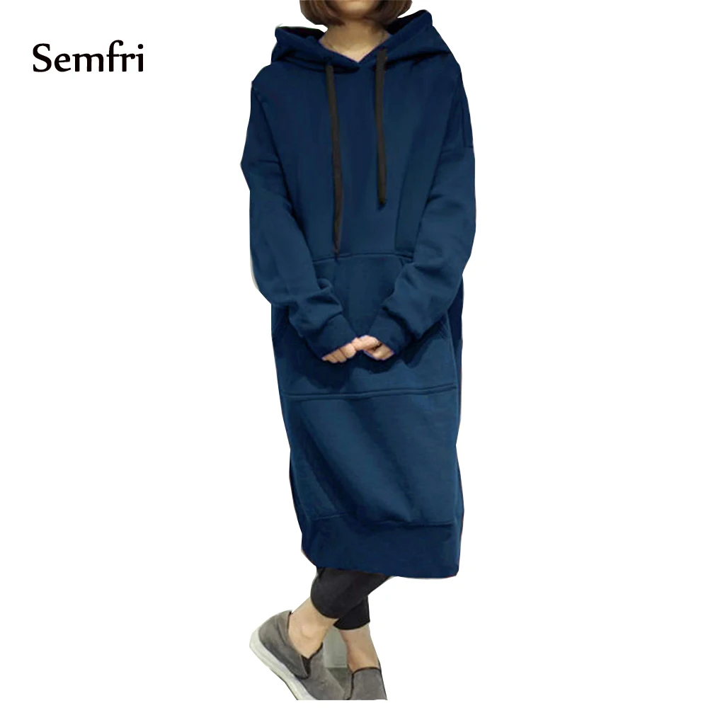 blue Semfri толстовки женские Kpop длинные sudadera mujer большие размеры 5XL Толстовка платье модная верхняя одежда осень зима толстовки - Цвет: blue