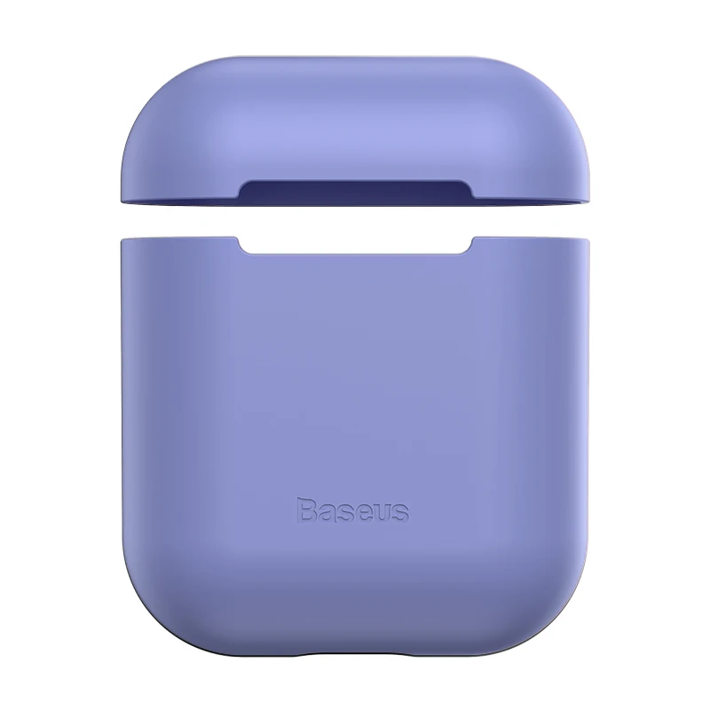 Baseus чехол для наушников AirPods, Цветной силиконовый чехол для AirPods 2, 1 чехол, беспроводной Bluetooth чехол для наушников Airpods - Цвет: Purple