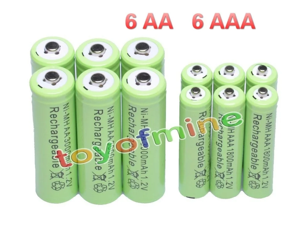 AA 3000mAh + AAA 1800mAh 1 2 V NiMH 14500 аккумуляторная батарея 2A 3A батарея|Перезаряжаемые