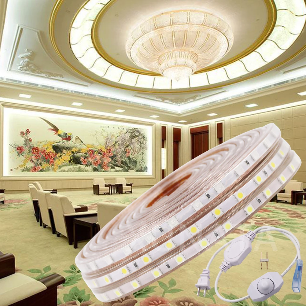 Светодиодная лента с регулируемой яркостью 110 в 120 в 5050 SMD гибкий светодиодный светильник s 60 светодиодовм водонепроницаемая светодиодная лента IP67 веревочный светильник Открытый светильник ing лампа (art.: 7a73bbccd) - 7a73bbccd