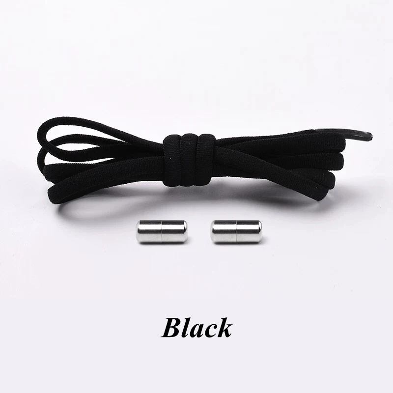 Black 1 пара шнурков без галстука, круглые эластичные шнурки для обуви для детей и взрослых, шнурки для кроссовок, быстросохнущие шнурки, 21 цвет, шнурки - Цвет: Black