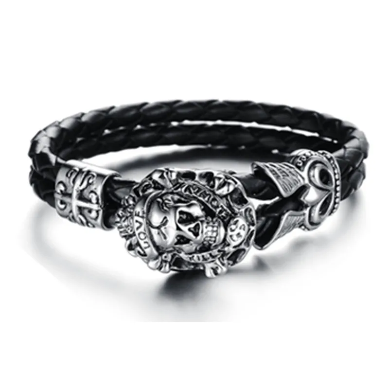 Браслеты из натуральной кожи для мужчин и женщин черные модные браслеты