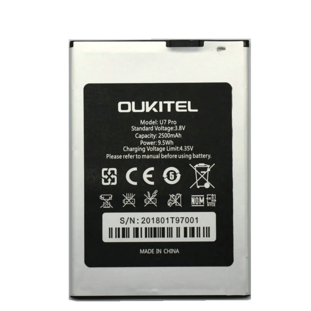 Оригинальный аккумулятор для высококачественного аккумулятора 2500 мАч Oukitel U7 Pro BQ