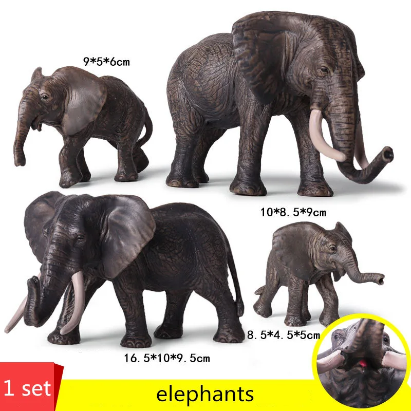 Elephants 4 Pieces Фигурка слона, фигурки животных, офисный стол, украшение для гостиной, украшение для дома, детский подарок, игрушки - Цвет: Elephants 4 Pieces