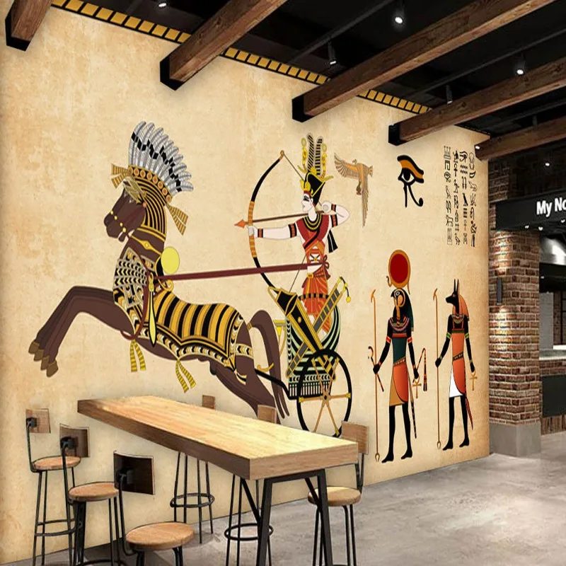 Пользовательские росписи Ретро египетская стенная роспись бар КТВ фон Ресторан