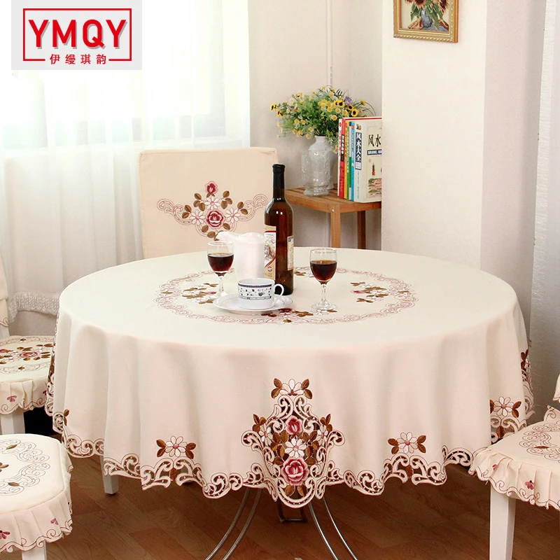 YMQY Elegant Round Table Cloth Fashion Embroidery Fabric Art Tablecloth Modern Rural Style free shipping | Дом и сад