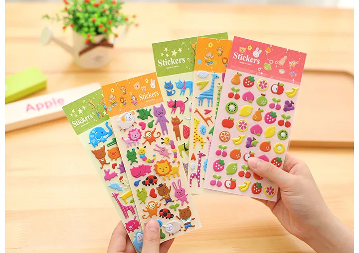 Kawaii Cartoon animals 3D Bubble Stickers DIY Diary Scrapbook Notebook Album Cup Phone Decor Sticker Stationery School Supplies |