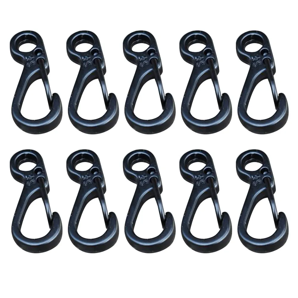 Black 10pcs SF Mini Spring Backpack Clasps hanging keychain Climbing Carabiners metal Bottle Hooks For Hunting Climbing Outdoor Tool - Цвет: Black