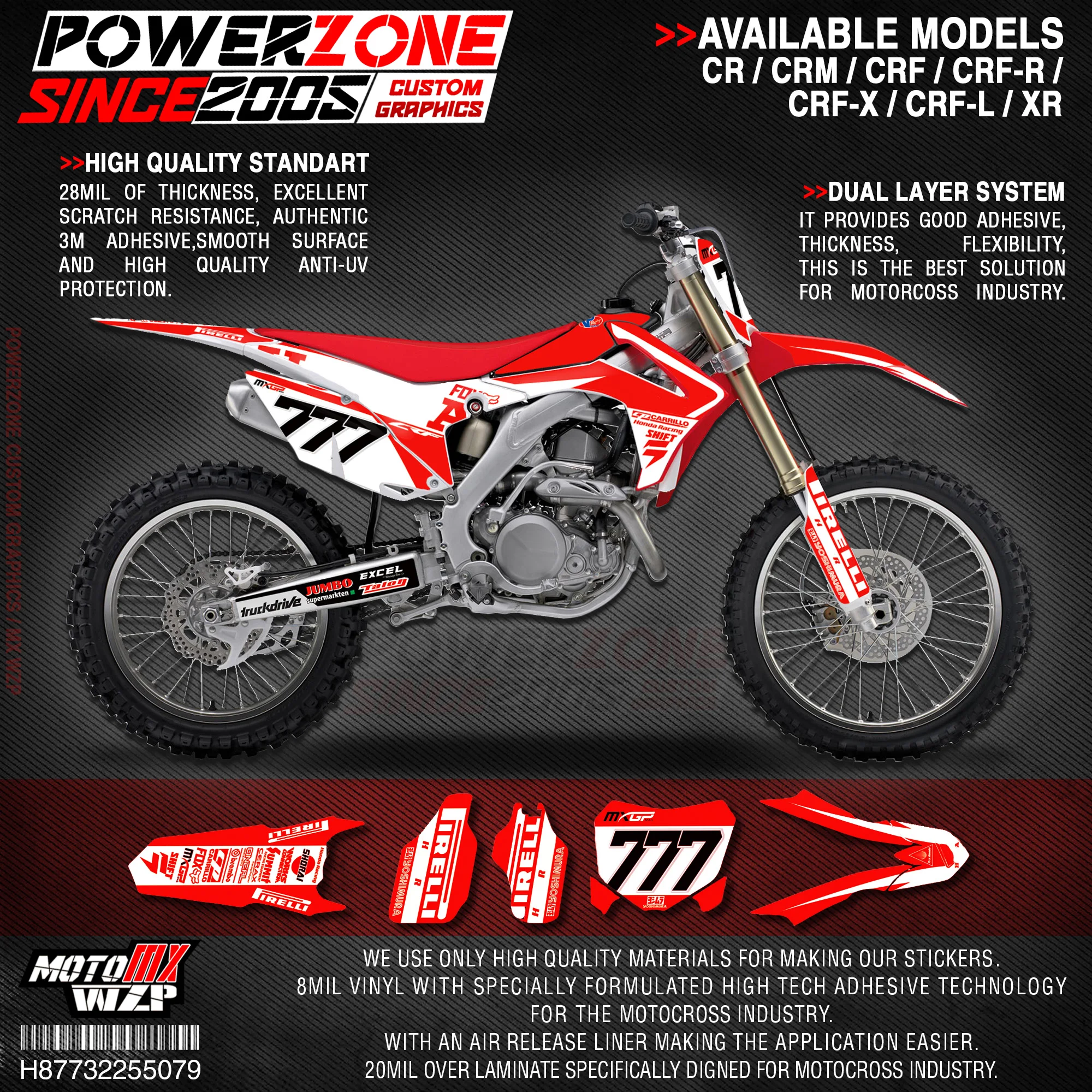 Персонализированные графические фоны PowerZone Team наклейки 3M Набор наклеек для HONDA