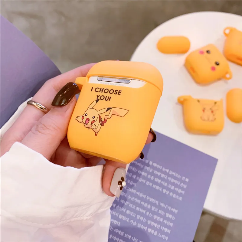 Беспроводной чехол для наушников Pokemon Pikachu с Bluetooth для Apple AirPods, силиконовый чехол для наушников s для Airpods1/2, защитный чехол