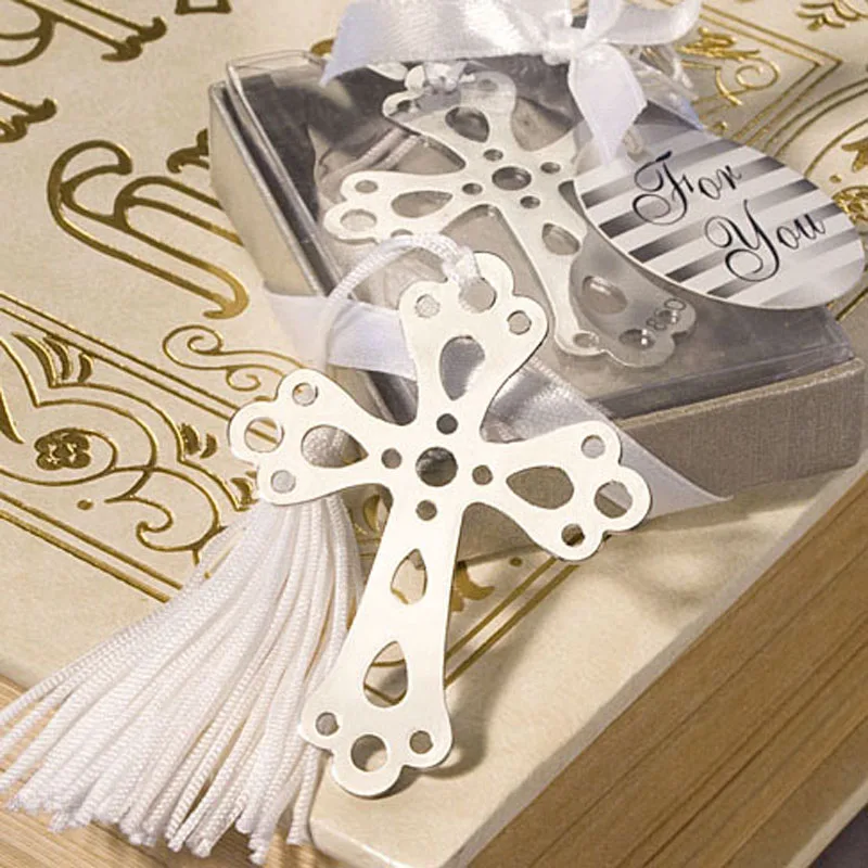 10 PCS Sliver Boxed Cross Hollow Bookmark For Baby Shower Wedding Favours Souvenir Giveaway gifts Guests | Дом и сад