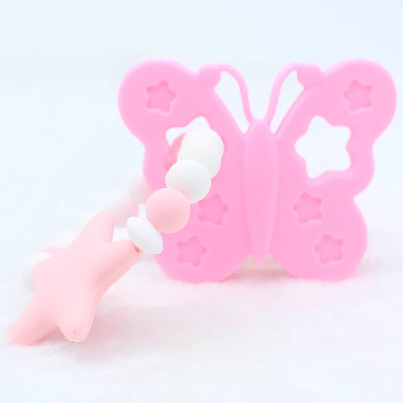

XCQGH Silicone Butterfly Pendant Teether Bracelet Nursing Charm Infant Toddler Baby Teether Toys for Baby Chew