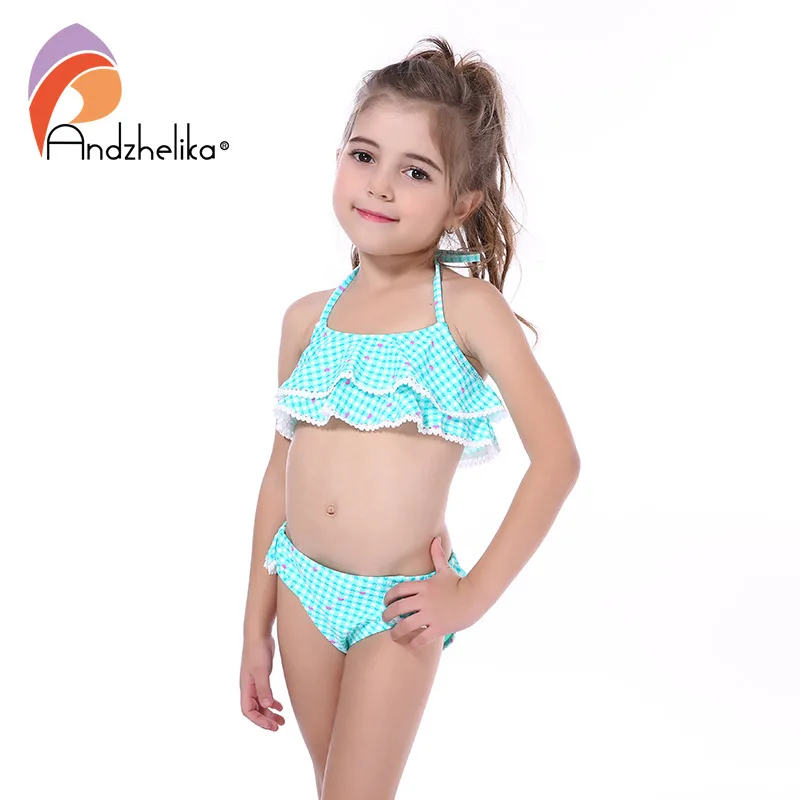 

Andzhelika New Children's Swimwear Cute Heart Bikini Girls Summer Swimsuit Beach Kids Swimwear Child Sports Bathing Suit