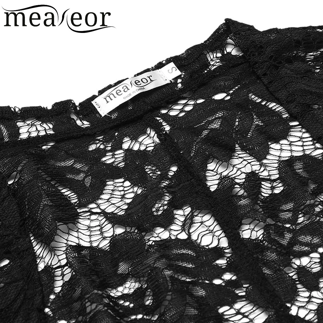 Meaneor женские кружевные осенние кардиганы с цветочным рисунком открытые спереди