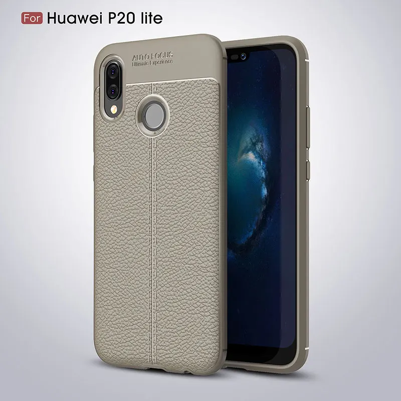 Cases for Huawei P20 Lite Back Cover Litchi Pattern TPU Silicone Soft Case Coque For |