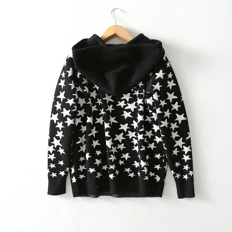 Women Hoodies 2018 Autumn Winter Casual Long Sleeve Hooded Sweatshirt Five-pointed Stars Loose Pullover Wool Knitted Jumper | Женская