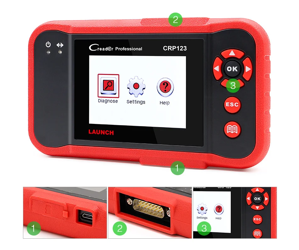 LAUNCH X431 CRP123 OBD2 автомобильный сканер ABS подушка безопасности SRS Трансмиссия двигателя автомобиля диагностический инструмент Бесплатное обновление pk Creader vii