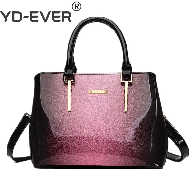 Женская сумка тоут из лакированной кожи с ручками и плечевым ремнём|Сумки