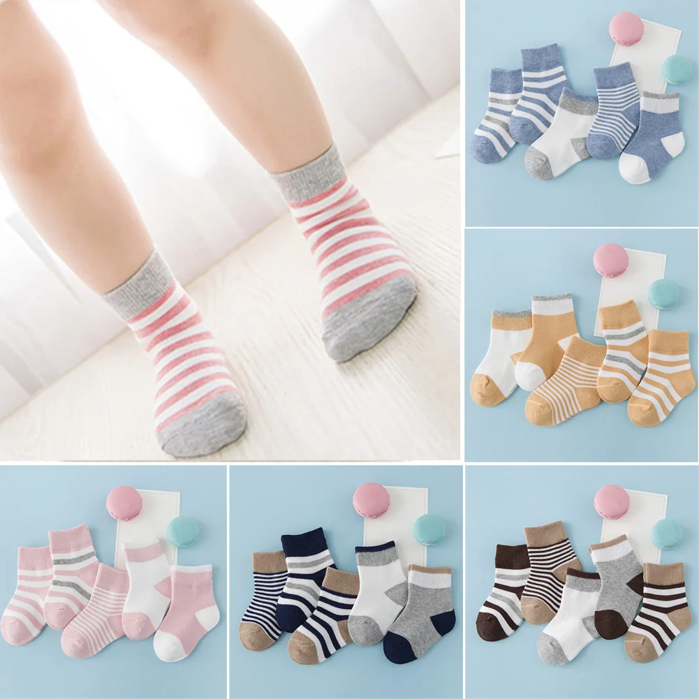 5 пар теплых ножек для маленьких мальчиков и девочек Осень зима хлопок яркие