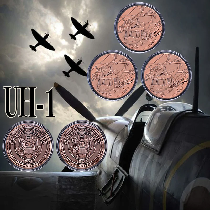 Оптовая продажа армии США бронзовая монета UH 1 Хьюи назад дизайн поддельные