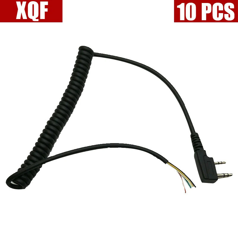 XQF 10PCS  DIY 5wire microphone cable K plug 2pins for repairing baofeng UV-5R walkie talkie's speaker mic