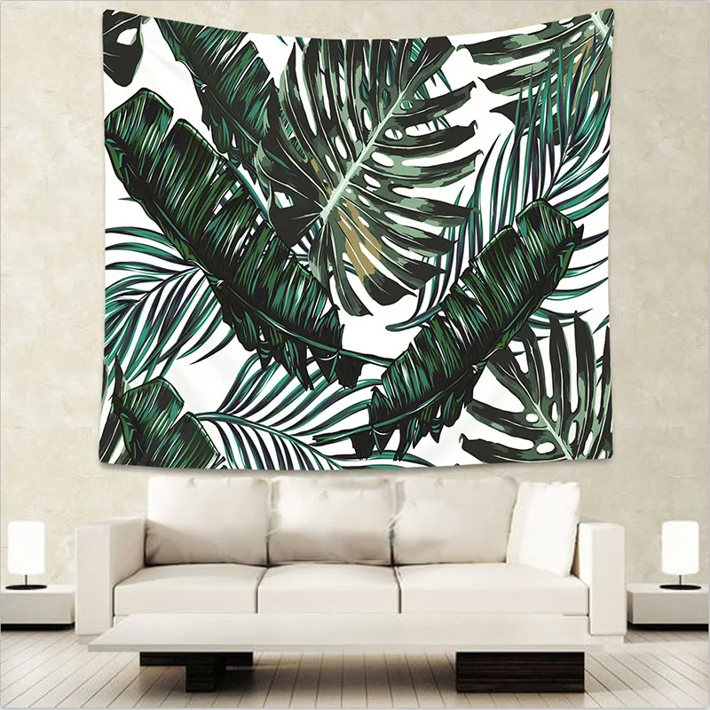 Гобелен в скандинавском стиле с листом ананасом тропическим растением настенный