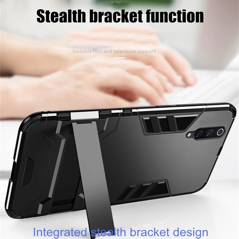 For Xiaomi Mi A3 Lite Case Armor Hard PC Soft Silicone TPU Back Cover Shockproof Holder Phone Fundas |