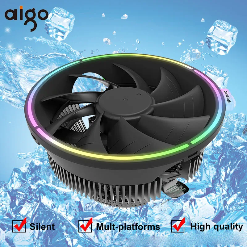 Aigo RGB Процессор кулер 3PIN радиатора для AMD Intel 775 1150 1151 1155 1156 бесшумный ПК Процессор Охлаждающий радиатор вентилятора вентилятор LGA AM3/AM4