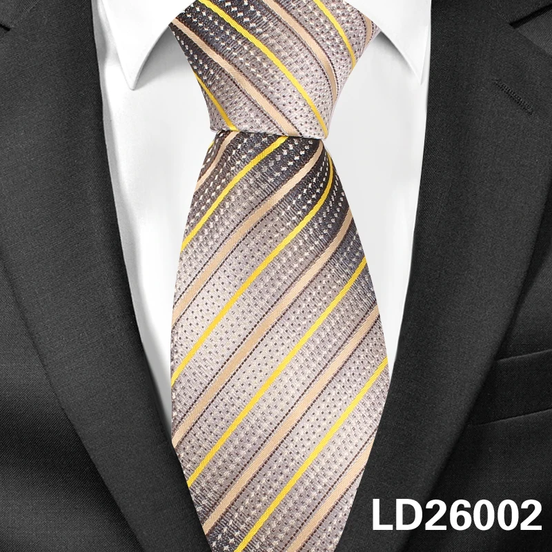 LD26002 Новые полосатые шелковые галстуки для мужчин жаккардовые Тканые Классические костюмы галстуки полосатый галстук для жениха Gravatas Corbata Vestidos мужской галстук - Цвет: LD26002