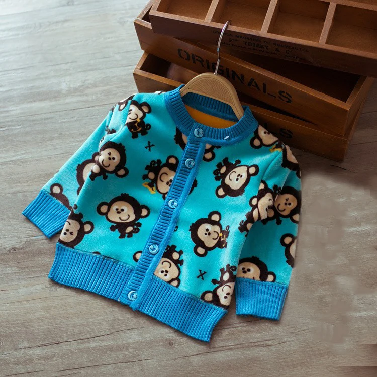 Мужская NewbornInfant малышей с длинным рукавом мультфильм теплые бархат одежда одежду