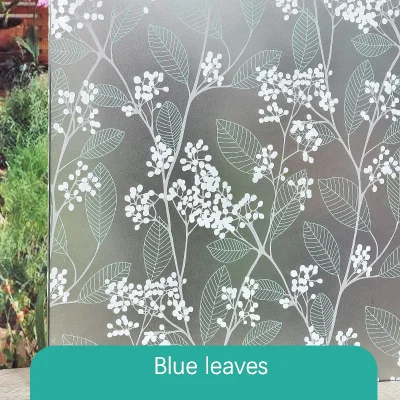 Blue leaves 45X100 см матовая оконная стеклянная наклейка световая непрозрачная ванная раздвижная дверь затемненная оконная пленка украшение индивидуальная креативная - Цвет: Blue leaves