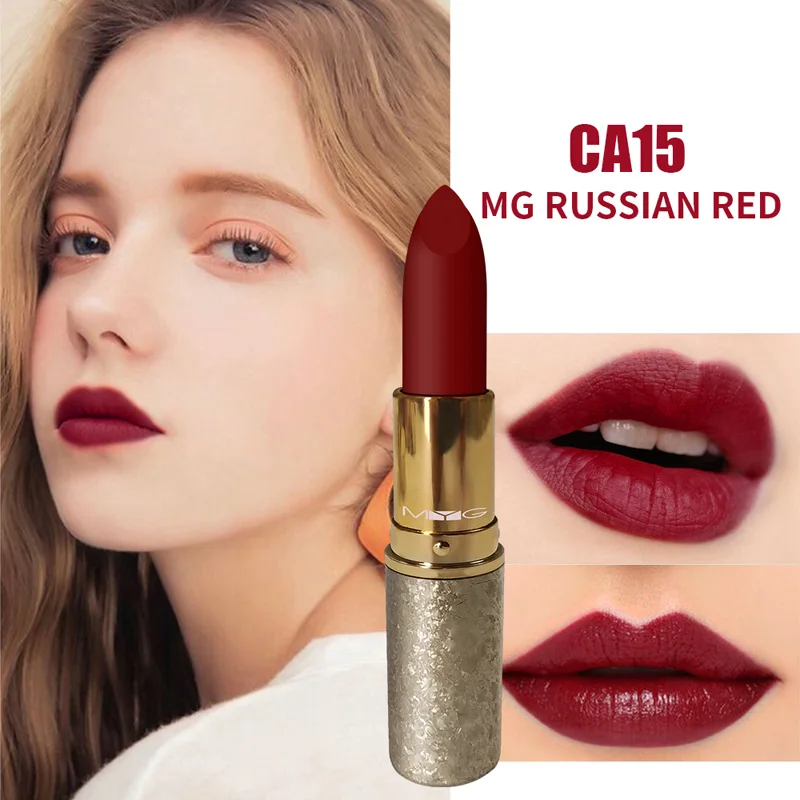 CA15 russian red Высококачественные металлические матовые красные губные помады для макияжа, питательная губная помада, профессиональная косметика, стойкая водостойкая губная помада, Прямая поставка - Цвет: CA15 russian red