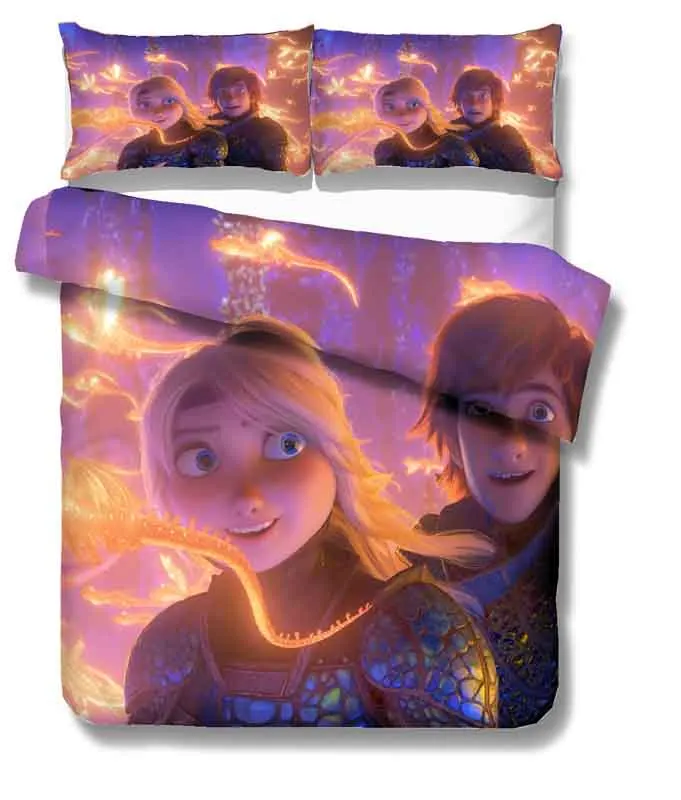 12 Футболка с изображением героев мультфильма «Как приручить-ра 3D Комплект постельного белья для детской комнаты настенный Декор пододеяльники, наволочки для подушек с изображением Беззубика защиты устройства питания от перегрузки по току одеяла постельные принадлежности - Цвет: 12