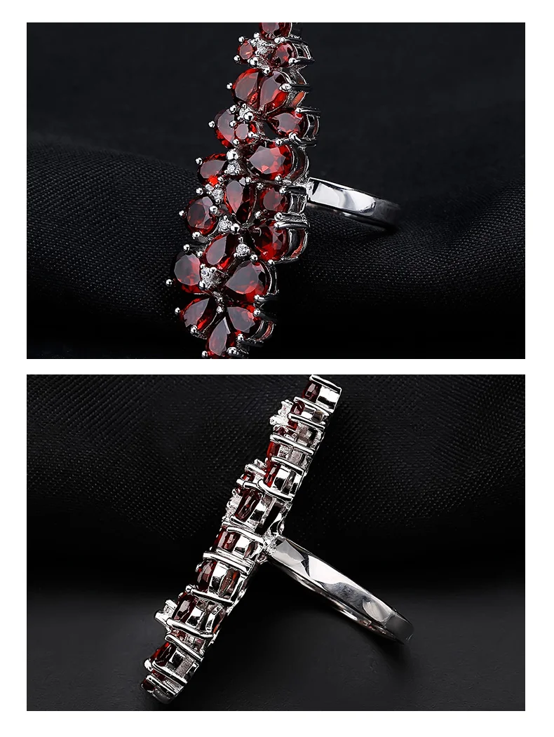 GEM'S BALLET 1.056Ct натуральный красный гранат драгоценный камень кольцо Твердые 925 пробы серебряные коктейльные кольца ювелирные украшения для женщин свадьбы