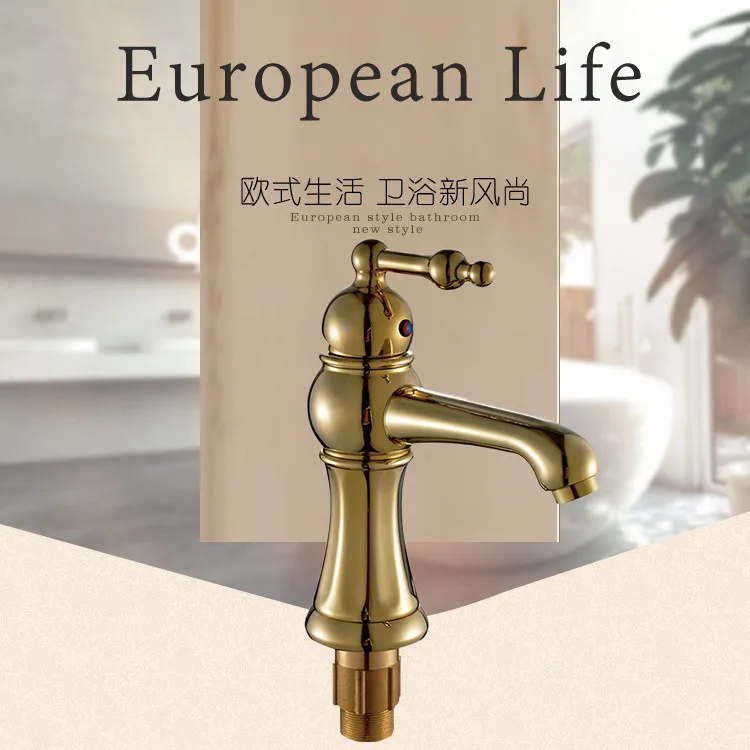 Free shipping hot sale gold basin sink mixer tap with single lever kitchen faucet of solid brass bathroom | Обустройство дома